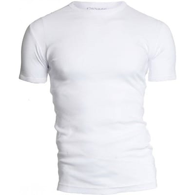Garage 301 - Semi Bodyfit T-shirt ronde hals korte mouw wit XL 100% katoen 1x1 rib