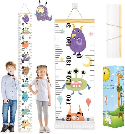 Groei Meten voor Kinderen: Verstelbare Hoogtemeter, Wanddecoratie, Verwijderbare Canvas Ruler voor Baby- en Kinderkamer, Ideaal voor Groei Registratie en Interieurdecoratie