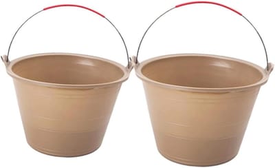 Modderemmer Set - Bouwemmer Water - Bouw en Schoonmaak - Verdikte Stevige Constructie - 2 stuks 30cm - Grijs