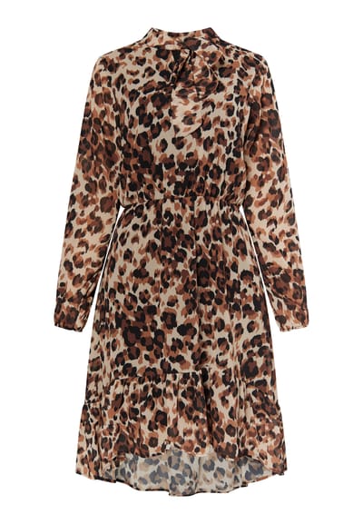 Faina Jurk met leo-opdruk Dames beige leo