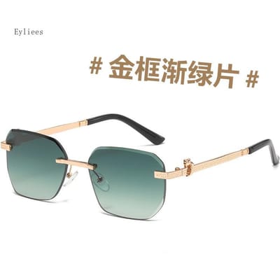 Randloze Zonnebril Heren Luxe Randloos Metalen Montuur Zonnebril voor Heren Klassieke Vintage Brillen Gafas De Sol Mujer