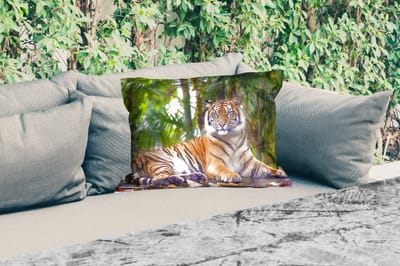 Buitenkussens - Tuin - Tijger - Dieren - Bos - Bladeren - Jungle - 50x30 cm