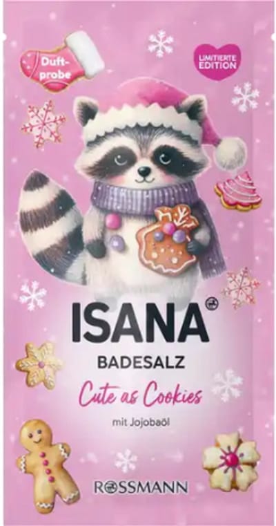 Kerst Badschuim Cute as Cookies - Isana | 1x 80g - Zoete koekjes & Jojoba | Winter Badzout met Natuurlijk Zeezout - Limited Edition 2025