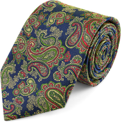 Zijden stropdas met kleurrijk lichtblauw paisleymotief | 8 cm
