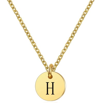 Marama - ketting letter H - RVS-Gold Plated - dames - cadeau - goud - ronde hanger - collier - luxe geschenkverpakking