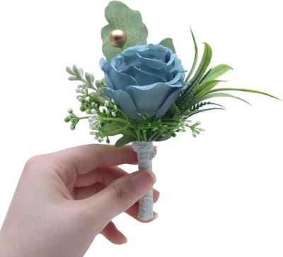 Bruiloft Corsages - Bloemen Speldjes - Feestelijke Decoratie - Realistische Zijde - 2 Stuks - Donkerblauw