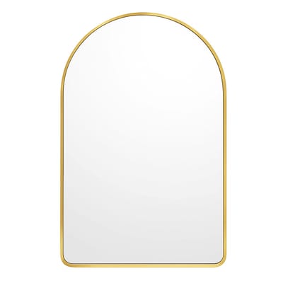 Luxaliving half ronde spiegel -half ronde spiegel met – Goud – 90x60 cm – Moderne Spiegel voor Badkamer of Slaapkamer