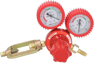 Drukregelaar voor Acetyleen Lasgas met Manometer voor Lasgastoorts - Montage aan de Achterkant 8 Mm Inlaatpoort