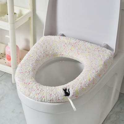 Universele, wasbare toiletbrilhoes, warme en zachte toiletbrilhoes voor in de badkamer - gouden glitterdesign.