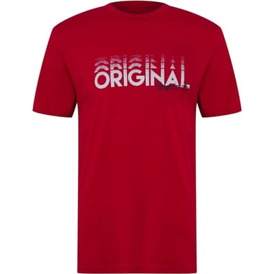 Original Penguin Heren Belettering Crew Hals Regular T-shirt (Salsa)