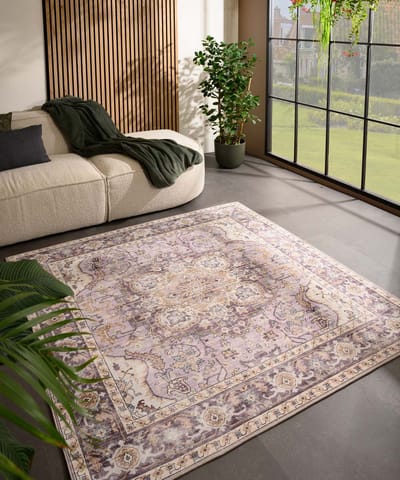 Vintage buitenkleed vierkant - Valenca Fino paars/roze 160x160