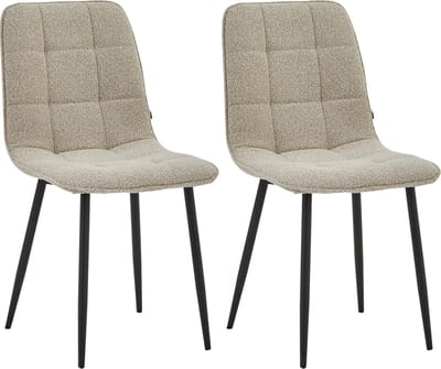 Colenis - Ela Eetkamerstoel - Set Van 2 - Beige - Bouclé - Design