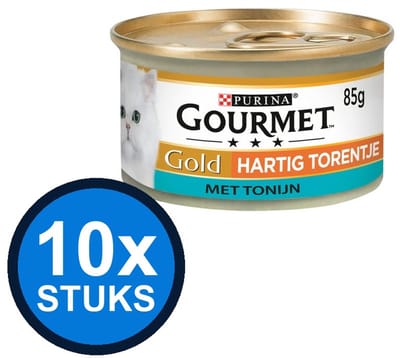 10x Gourmet - Gold Hartig Torentje Tonijn - Kattenvoer Natvoer - 85g