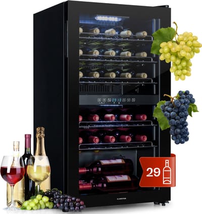 Klarstein Shiraz 29 Duo wijnkoelkast 2 zones 80L/29 flessen 5-22°C touch zwart