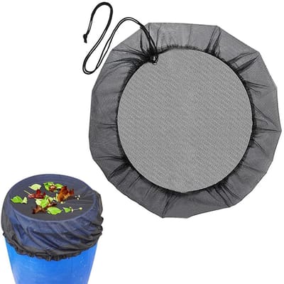 Regentonnet - Regentonnen Hoes - Luxe Regenton Cover - Ø100 cm - Mesh - Regentonafdekking met Trekkoord - Beschermend Net Regenton - Regenton Afsluitnet - Weerbestendige - Muggenbescherming - Regentonaccessoires - Beschermhoes - Zwart