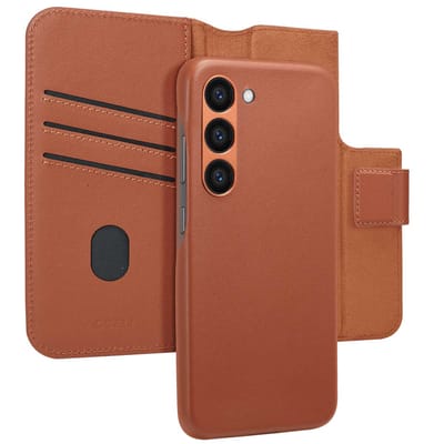 Accezz Hoesje - Geschikt voor Samsung Galaxy S23 - Leather Bookcase 2-in-1 met Magnetische Ring - Sienna Brown