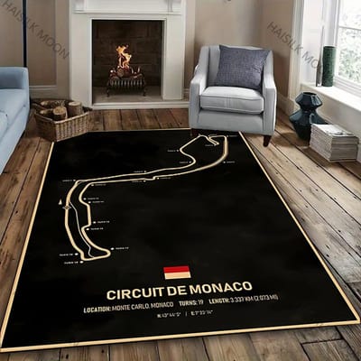 Tapis Imprimé Circuit F1 Imola Monaco Quatre Saisons pour Pièce Canapé, Tapis Décor Thème Sport Automobile Formule 1 Amoureux de la Course 60*90cm