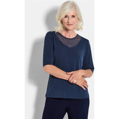 Jersey shirt met een meshinzet - marine - Gr. 19 van Goldner Fashion