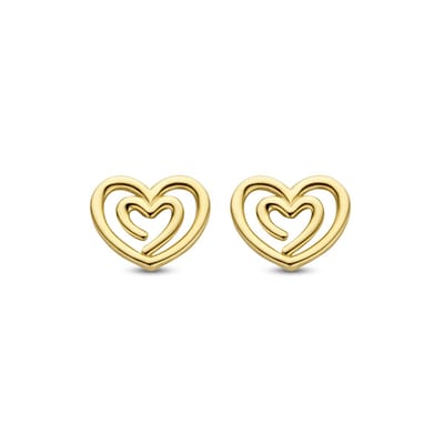 New Bling 9NBG-0262 Gouden Oorknopjes - Dames - Hartjes - 6,0 x 6,9 mm - 14 Karaat - Goud