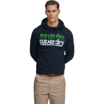 Superdry Stacked Hoodie Blauw Grootte: M