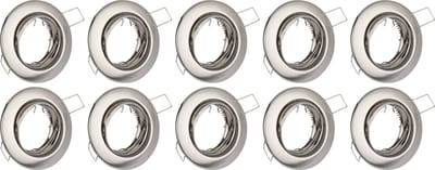 Spot Armatuur 10 Pack - GU10 Inbouwspot - Rond - Chroom - Aluminium - Kantelbaar Ø82mm