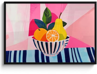Poster in lijst - Fotolijst 120x80 cm - Posters - Fruit - Abstracte achtergrond - Roze - Posterlijst zwart - Decoratie - Wanddecoratie woonkamer - Muurdecoratie slaapkamer