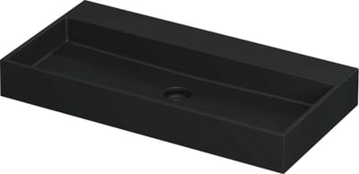 INK United wastafel porselein zonder kraangat inclusief porseleinen click plug en verborgen overloop systeem 90x45x11cm, mat zwart
