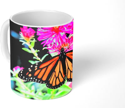Mok - Koffiemok - Vlinder - Botanisch - Bloemen - Mokken - 350 ML - Beker - Koffiemokken - Theemok