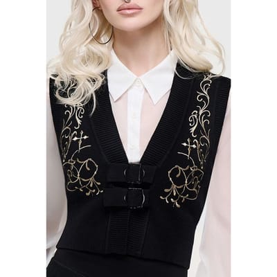 Killstar - Gothic Top - Cathedral Gardens - Golden Spire Knitted Top - S tot 4XL - voor Vrouwen - zwart