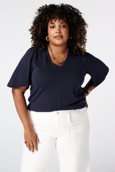 MS Mode T-shirt T-shirt met v-hals