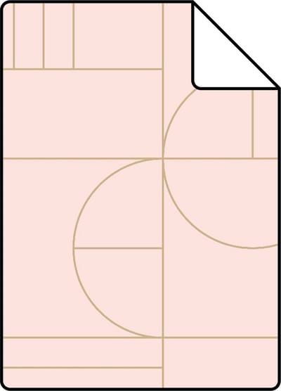 Proefstaal ESTAhome behang art deco motief zacht roze en goud - 26.5 x 21 cm - 139207-S
