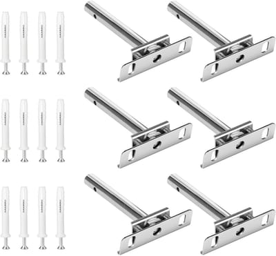 Set van 6 Onzichtbare Planksteunen van 10 cm, Verstelbare Plankhouders met Schroeven voor Houten Rekken