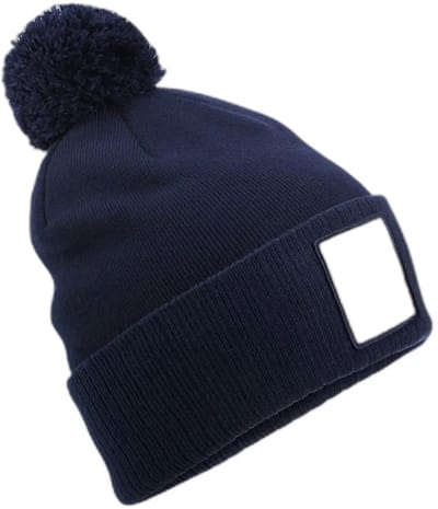 Appliqué Patch Pom Beanie - Oxford Navy/White - One Size