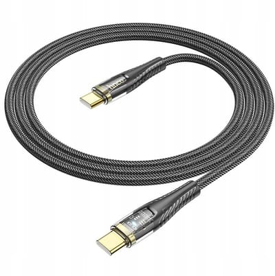 USB-C - USB-C Data- en Oplaadkabel HOCO U121, 60W, 1.2m, Zwart