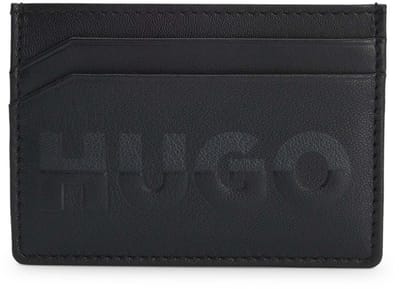 HUGO Leren kaarthouder Nosh Cardcase Black zwart