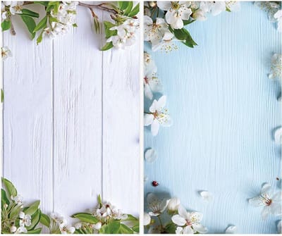 DW4Trading Dubbelzijdige Vinyl Achtergrond - Food en Product Fotografie - Backdrop - 87x57 cm - Bloemen