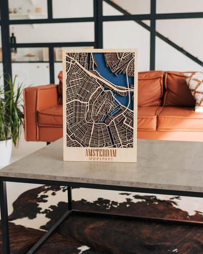 Houten Stadskaart Amsterdam 3D - M (30 x 20 cm)