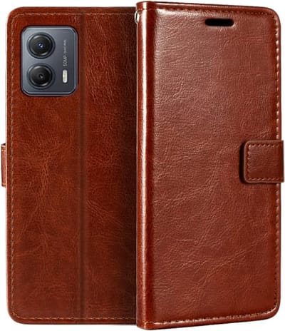 Portemonnee Bookcase Hoesje Geschikt voor: Motorola Moto G53 - Bruin