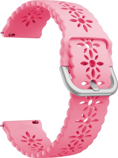Smartwatch bandje - siliconen bandje met patroon geschikt voor Polar Ignite / Ignite 2 / Unite / Pacer - Amazfit GTS / Bip / GTR 42mm - Huawei Watch GT 2 42mm / GT 3 42mm / GT 3 Pro 43mm - lichtgevend roze