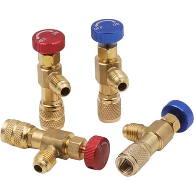 TFCHXZ 1 stuk Airconditioning Koelmiddel Veiligheidsklep R410A R22 1/4 "Koeling Opladen Veiligheid Vloeistof Adapter Handje Onderdelen R410-R410