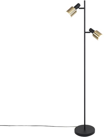 QAZQA stijn - Moderne Vloerlamp | Staande Lamp - 2 lichts - H 1560 mm - Zwart Goud - Woonkamer | Slaapkamer