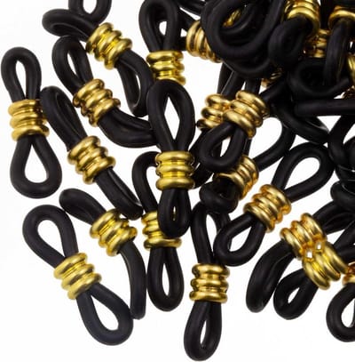 Bril Elastiekjes met Stainless Steel (20 x 6 mm) Black - Goud (25 Stuks)