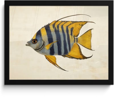 Poster in lijst - Fotolijst 40x30 cm - Posters - Vis - Sierlijk - Vinnen - Illustratie - Posterlijst zwart - Decoratie - Wanddecoratie woonkamer - Muurdecoratie slaapkamer