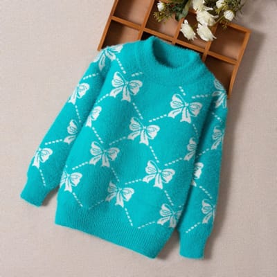 Pull d'hiver épais en vison pour enfants, nouveau pull de base pour filles, pull tricoté, pull ras du cou 140