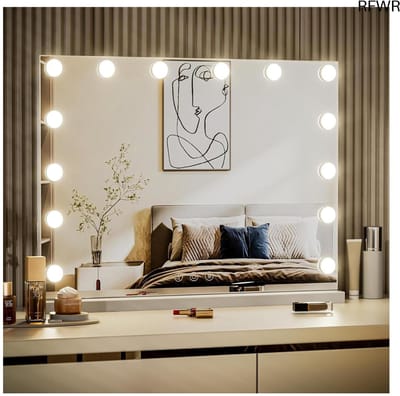 Hollywood Make-up Spiegel 50x42 cm met LED Lampen en Geheugenfunctie