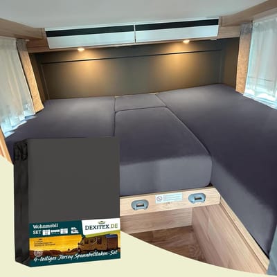 Dexitex 1 x Hoeslaken Antraciet / 4 delige set-Geschikt voor Camper lengtebedden of enkele bedden
