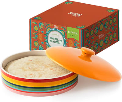 Keramische Tortillawarmer - Pannenkoekhouder - Tortilla's Warm Houden - Magnetronbestendig - 20 cm Diameter - Gebroken Wit