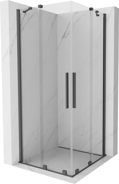 Mexen Velar Duo schuifbare douchecabine 80 x 80 , transparant, geborsteld gun grijs - 871-080-080-02-66