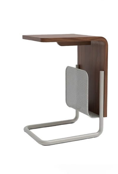 laptoptafel Saba met tijdschriftenhouder - mangohout walnoot - Japandi - 40x35x58 cm