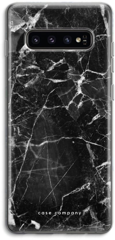 Case Company® - Hoesje geschikt voor Samsung Galaxy S10 4G hoesje - Zwart Marmer - Soft Cover Telefoonhoesje - Bescherming aan alle Kanten en Schermrand